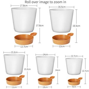 GARDIFE Plant Pots 7/6.5/6/5.5/5 Inch Self Watering Planters with Drainage Hole, Plastic Flower Pots, Nursery Planting Pot for All House Plants, African Violet, Flowers, and Cactus,White