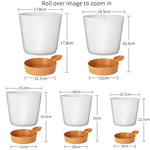 GARDIFE Plant Pots 7/6.5/6/5.5/5 Inch Self Watering Planters with Drainage Hole, Plastic Flower Pots, Nursery Planting Pot for All House Plants, African Violet, Flowers, and Cactus,White