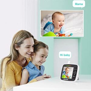 Kidsneed Baby Monitor - 3.5" Screen Video Baby Monitor with Camera and Audio - Remote Pan-Tilt-Zoom, Night Vision, VOX Mode, Temperature Monitoring, Lullabies, 2-Way Talk, 960ft Range