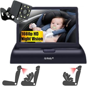 allruby baby car mirror, view infant in rear facing seat with wide crystal clear view,camera aimed at baby-easily to observe the baby's every move (4.3 inch)