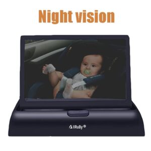 AllRuby Baby Car Mirror, View Infant in Rear Facing Seat with Wide Crystal Clear View,Camera Aimed at Baby-Easily to Observe The Baby's Every Move (4.3 inch)