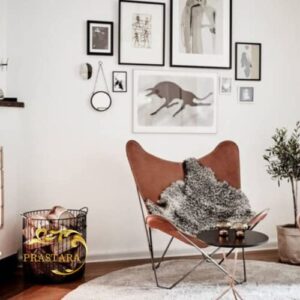 Leather Living Room Chairs Handmade Butterfly Chairs for Adults Powder Coated Folding Iron Frame Leather Butterfly Chair