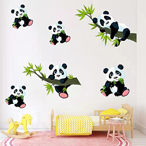 Honkoolly Cartoon Panda on The Tree Branch Kids Room Wall Stickers Removable Wall Art Decor for Child Decal Bathroom Bedroom Living Room Playroom Decoration Decal (Panda)