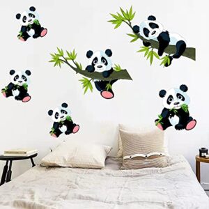 Honkoolly Cartoon Panda on The Tree Branch Kids Room Wall Stickers Removable Wall Art Decor for Child Decal Bathroom Bedroom Living Room Playroom Decoration Decal (Panda)