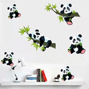 Honkoolly Cartoon Panda on The Tree Branch Kids Room Wall Stickers Removable Wall Art Decor for Child Decal Bathroom Bedroom Living Room Playroom Decoration Decal (Panda)