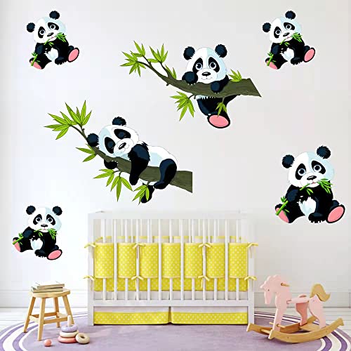 Honkoolly Cartoon Panda on The Tree Branch Kids Room Wall Stickers Removable Wall Art Decor for Child Decal Bathroom Bedroom Living Room Playroom Decoration Decal (Panda)