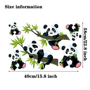 Honkoolly Cartoon Panda on The Tree Branch Kids Room Wall Stickers Removable Wall Art Decor for Child Decal Bathroom Bedroom Living Room Playroom Decoration Decal (Panda)