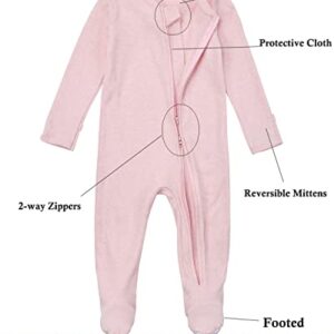 Aablexema Baby Footie Pajamas with Mittens - 3 Pcs Infant Girls Boys Footed Onesies Sleeper Newborn Cotton Sleepwear Outfits (GKPD01(Zipper), 0-3 Months)