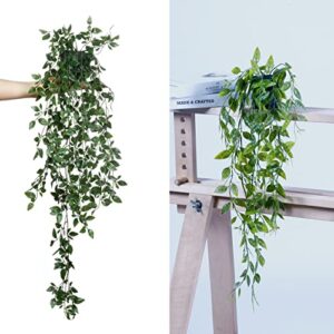 Sggvecsy Fake Hanging Plants 3 Pack Artificial Eucalyptus Fake Potted Greenery Faux Eucalyptus Mandala Vine Pea Pod for Home Indoor Outdoor Wall Garden Wedding Decor