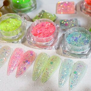 6 Box Nail Sequins Fine Glitter,Sugar Glitter for Nails Cosmetic Holographic Nail Glitters for Acrylic Nails Nail Glitter Flakes for Resin Chunky Nail Glitter Acrylic(Pattern 4)