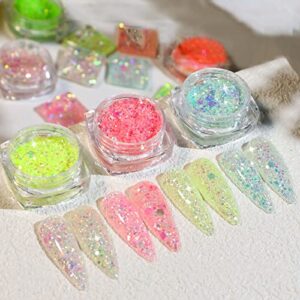 6 Box Nail Sequins Fine Glitter,Sugar Glitter for Nails Cosmetic Holographic Nail Glitters for Acrylic Nails Nail Glitter Flakes for Resin Chunky Nail Glitter Acrylic(Pattern 4)