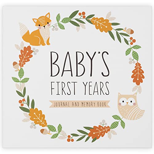 Baby Journal Memory Book for Boys or Girls - Baby Scrapbook Album for First 5 Years - Gender Neutral Baby Milestone Book - Keepsake for Baby Photos, Hardcover, Forest Dreams