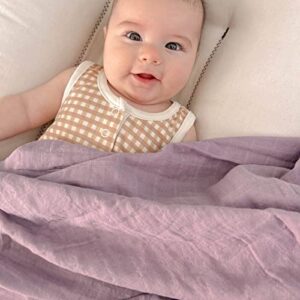 LifeTree Baby Swaddle Blankets Girls, Organic Muslin Swaddle Blankets Unisex Swaddling Wrap Receiving Blanket Neutral for Newborn, 100% Organic Cotton, Large 47 x 47 inches, Lavender & Mauve