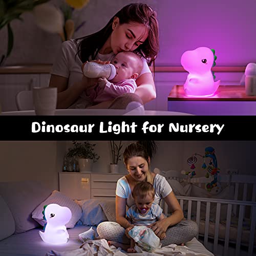 Dimanito Cute Kids Night Light Night Lamp Night Lights for Kids Bedroom Toddler Baby Portable Silicone Battery Led Nightlight Nursery (Dinosaur)