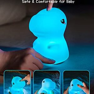 Dimanito Cute Kids Night Light Night Lamp Night Lights for Kids Bedroom Toddler Baby Portable Silicone Battery Led Nightlight Nursery (Dinosaur)