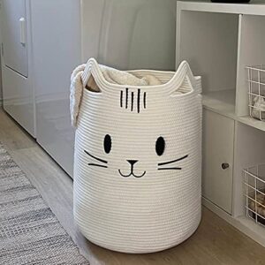 indressme cute baby laundry basket, tall nursery hamper for clothes, towels, blankets, kids toy storage basket for living room, bedroom, cat basket for playroom, 16 x 20 inches, white