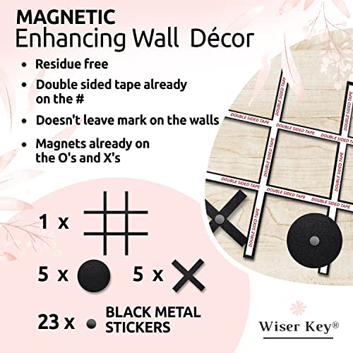 Magnetic Tic Tac Toe Wall-Mount Game | 18" x 18" Fun Wall Board Game for Kids & Adults | Modern Wall Art Décor for Bedroom, Playroom Wall Decals, Nursery & Offices | No Tool Installation - Great Gift