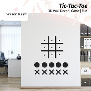 Magnetic Tic Tac Toe Wall-Mount Game | 18" x 18" Fun Wall Board Game for Kids & Adults | Modern Wall Art Décor for Bedroom, Playroom Wall Decals, Nursery & Offices | No Tool Installation - Great Gift