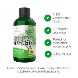 Professional Liquid Bonsai Plant Fertilizer | 3-1-2 Concentrate for Bonsai Plants and Trees | Multi-Purpose Blend & Gardening Supplies | 8 oz Bottle