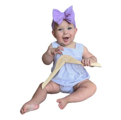 Lenny + Rae Baby, Children's Natural Wooden Hangers with Notches and Anti-Rust Chrome Hook - Pack of 10