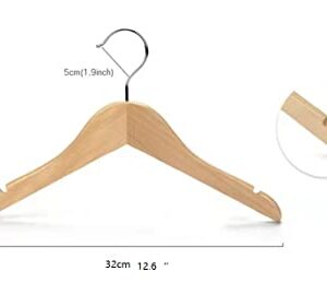 Lenny + Rae Baby, Children's Natural Wooden Hangers with Notches and Anti-Rust Chrome Hook - Pack of 10