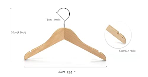 Lenny + Rae Baby, Children's Natural Wooden Hangers with Notches and Anti-Rust Chrome Hook - Pack of 10