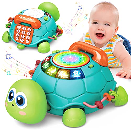 Baby Toys 6 to 12 Months, Musical Turtle Crawling Baby Toys for 12-18 Months, Early Learning Educational Toy with Light & Sound, Birthday Toy for Infant Toddler Boy Girl 7 8 9 10 11 month 1-2 Year Old