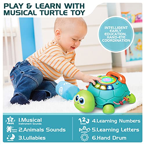 Baby Toys 6 to 12 Months, Musical Turtle Crawling Baby Toys for 12-18 Months, Early Learning Educational Toy with Light & Sound, Birthday Toy for Infant Toddler Boy Girl 7 8 9 10 11 month 1-2 Year Old