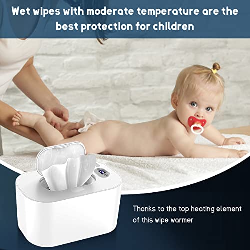 Wipe Warmer with Digital Display,Large Capacity Wipes Dispenser, 3 Modes of Temperature Heating Control,Warms Quickly and Evenly, Comfort and Safety for Baby（White）