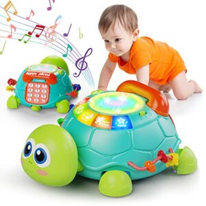 letapapa baby toys 6 to 12 months, crawling baby toy for 12-18 months, musical turtle toy with light & sound, educational toy birthday easter gift for infant 3 4 5 6-12-18 month 1 2 year old baby