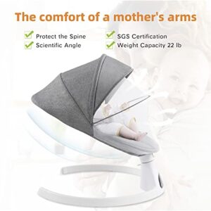 Baby Swing for Infants, Electric Portable Baby Swing for Newborn, Bluetooth Touch Screen/Remote Control Timing Function 5 Swing Speeds Baby Rocker Chair with Music Speaker 5 Point Harness Gray