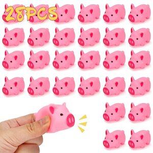 3 otters 28pcs mini rubber pig baby bath toys, pink piggy float squeak toys for boys and girls, piggie party decorations favors, bathtub toys squeaky pig for preschool kid
