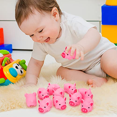 3 otters 28PCS Mini Rubber Pig Baby Bath Toys, Pink Piggy Float Squeak Toys for Boys and Girls, Piggie Party Decorations Favors, Bathtub Toys Squeaky Pig for Preschool Kid