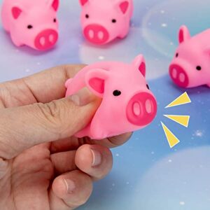 3 otters 28PCS Mini Rubber Pig Baby Bath Toys, Pink Piggy Float Squeak Toys for Boys and Girls, Piggie Party Decorations Favors, Bathtub Toys Squeaky Pig for Preschool Kid