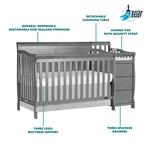 Dream On Me 5-in-1 Brody Full Panel Convertible Crib with Changer