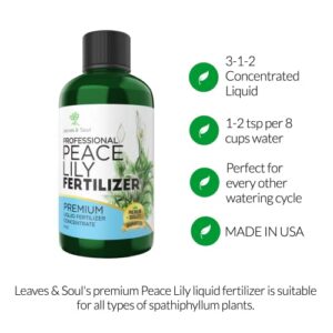 Professional Liquid Peace Lily Plant Fertilizer | 3-1-2 Concentrate for Plants and Flowers | Multi-Purpose Blend & Gardening Supplies | 8 oz Bottle