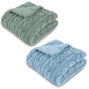 baby blanket for boys or girls 3d fluffy fuzzy blanket for baby, soft warm cozy flannel fleece warm blanket green blue