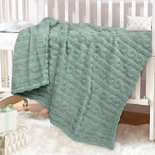 Baby Blanket for Boys or Girls 3D Fluffy Fuzzy Blanket for Baby, Soft Warm Cozy Flannel Fleece Warm Blanket Green Blue