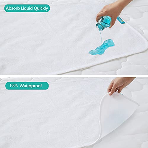 5 Count Changing Pad Liner, Waterproof Larger Changing Pad Cover 28" X 15", Cotton Terry (Solid Improved Thickness) / Bassinet Mattress Pad Cover, Waterproof, 2 Pack, Ultra Soft Bamboo Sleep Surface