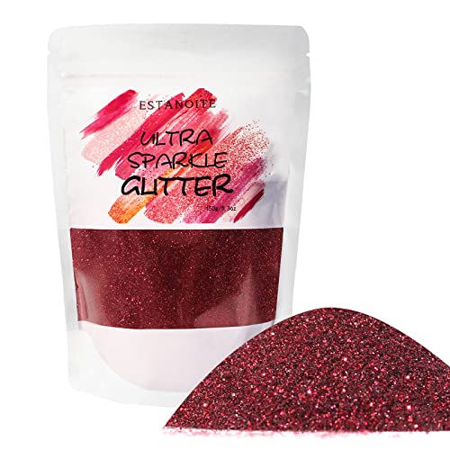 Holographic Fine Glitter, 150g Multipurpose Extra Fine Craft Glitter for Resin Arts and Crafts, Body Nail Art Eye Face Hair, Holographic Glitter for Epoxy Tumbler, Slime Making (Maroon Red)