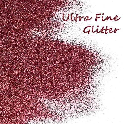 Holographic Fine Glitter, 150g Multipurpose Extra Fine Craft Glitter for Resin Arts and Crafts, Body Nail Art Eye Face Hair, Holographic Glitter for Epoxy Tumbler, Slime Making (Maroon Red)