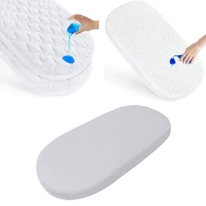 magik & kover waterproof replacement bassinet mattress, waterproof bassinet mattress pad cover and 100% cotton sheet(grey)