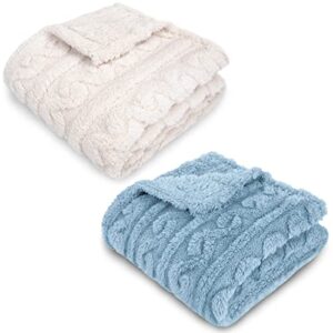 homritar baby blanket for boys or girls 3d fluffy fuzzy blanket for baby infant or newborn receiving blanket (30x40inch, blue, cream)