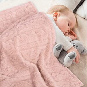 HOMRITAR Baby Blanket for Boys or Girls 3D Fluffy Fuzzy Blanket for Baby Infant or Newborn Receiving Blanket (30x40inch, Cream, Pink)