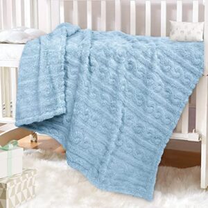 HOMRITAR Baby Blanket for Boys or Girls 3D Fluffy Fuzzy Blanket for Baby Flannel Fleece Warm Blanket (30x40inch, Blue, Pink)