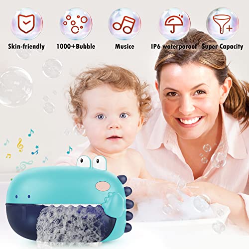 Lehoo Castle Bath Toys,Toddler Bath Bubble Machine, Bathtub Toy Dinosaur, Bathtime Shower Bath Wall Toy, Bubble Maker with 12 Songs, Gift for Baby