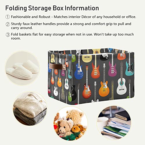 Modern Guitar Storage Basket Music Storage Box Bin Large Laundry Organizer Basket for Bathroom Nursery Kitchen Clothes Toys Newspaper 1PC