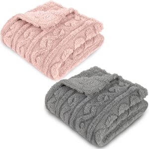 homritar baby blanket for girls toddlers 3d fleece fluffy fuzzy blanket for baby (30x40inch, pink, grey)