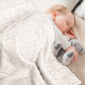 HOMRITAR Baby Blanket for Boys or Girls 3D Fluffy Fuzzy Blanket for Baby (30x40inch, Cream, Grey)