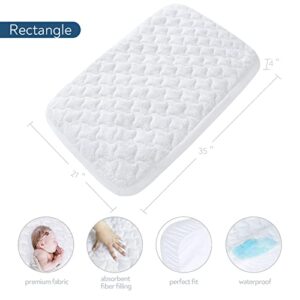 Baby Waterproof Bassinet Mattress Pad Cover and 100% Cotton Sheet(White+Greny), 20" x 28"